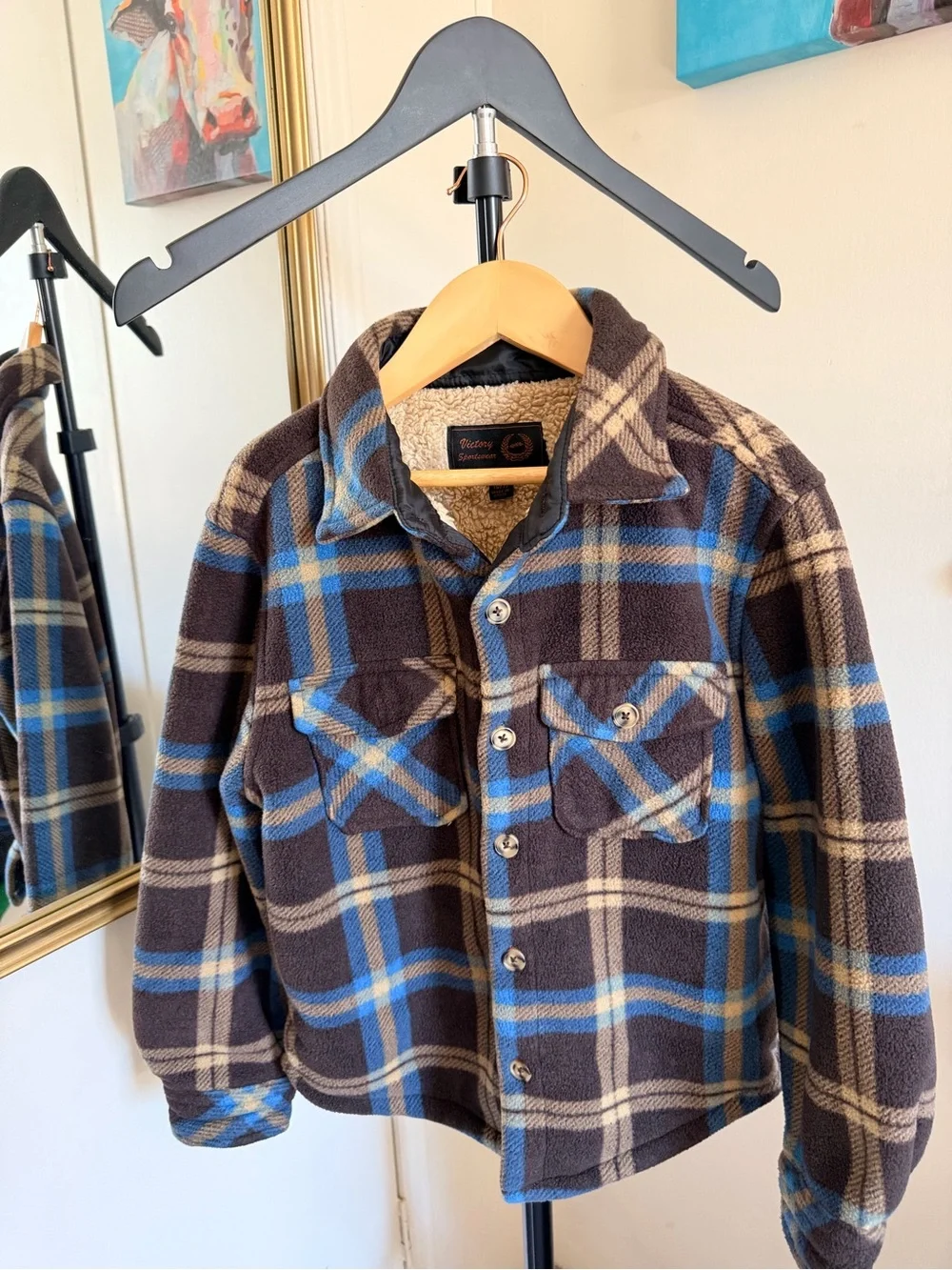 Victory Sportswear Boys Plaid Sherpa Fleece Jacket Size S 6/7
